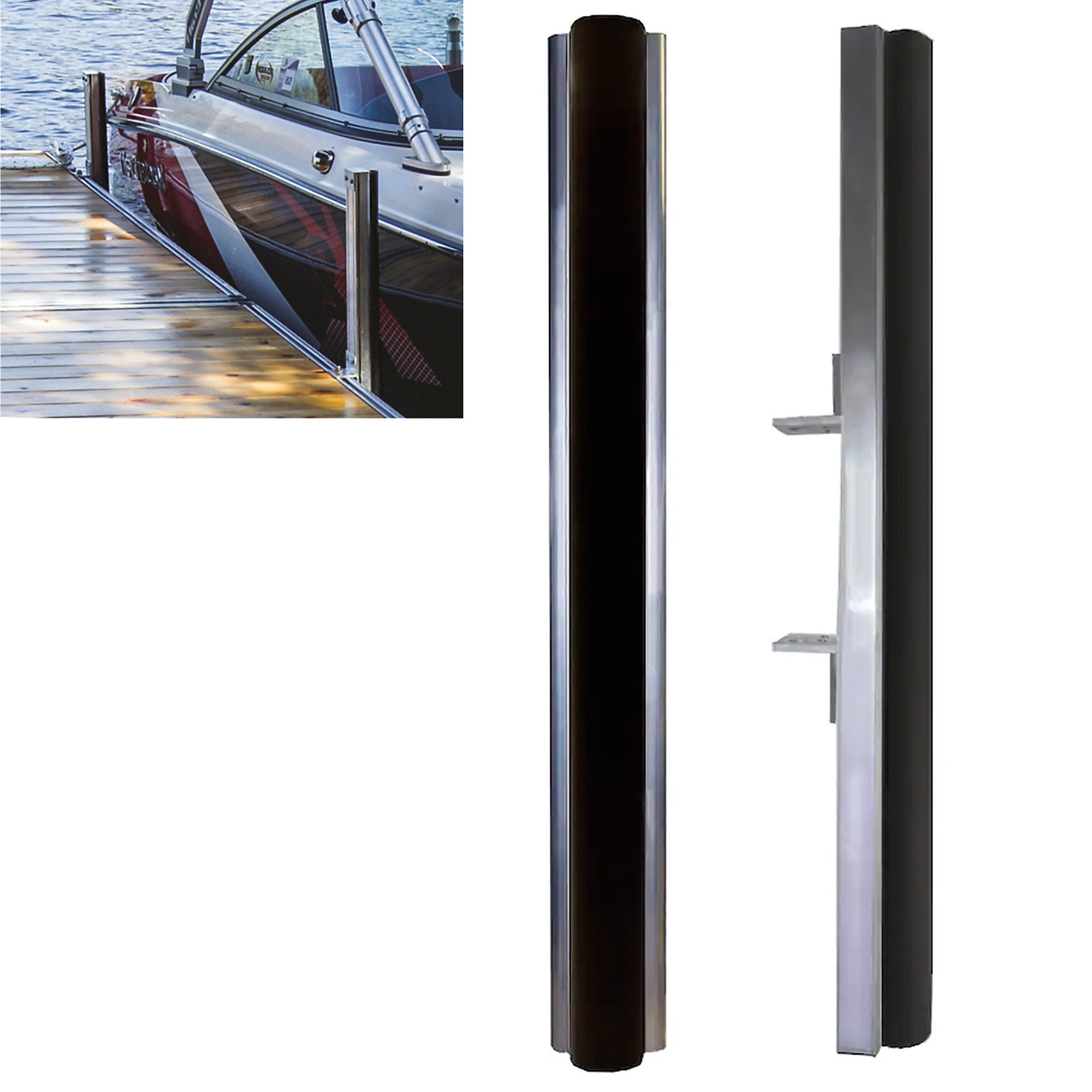 Multinautic Vertical Bumpers — 30in. High, 5in. Wide, Adjustable Height, Aluminum Frame with PVC Bumper, Black, 1 Pair, Model# 22044
